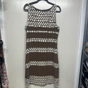 Phase Eight 12 Praline/Cream Layered Lace Occasion Shift Dress & Shrug